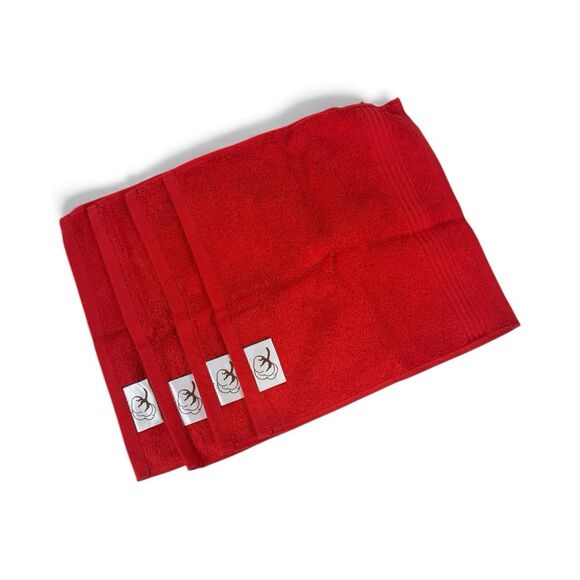 100% Turkish Cotton Washcloth Christmas Holly Berry Red 13’ Set Of 4 - Picture 3 of 7